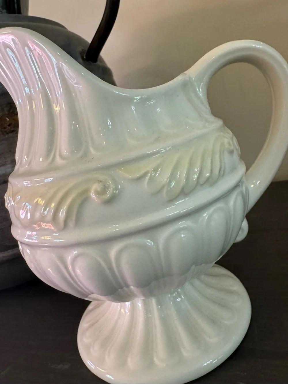 Lenox Butler's Pantry Ivory Ceramic Creamer Pitcher Gravy Boat Farmhouse Vase